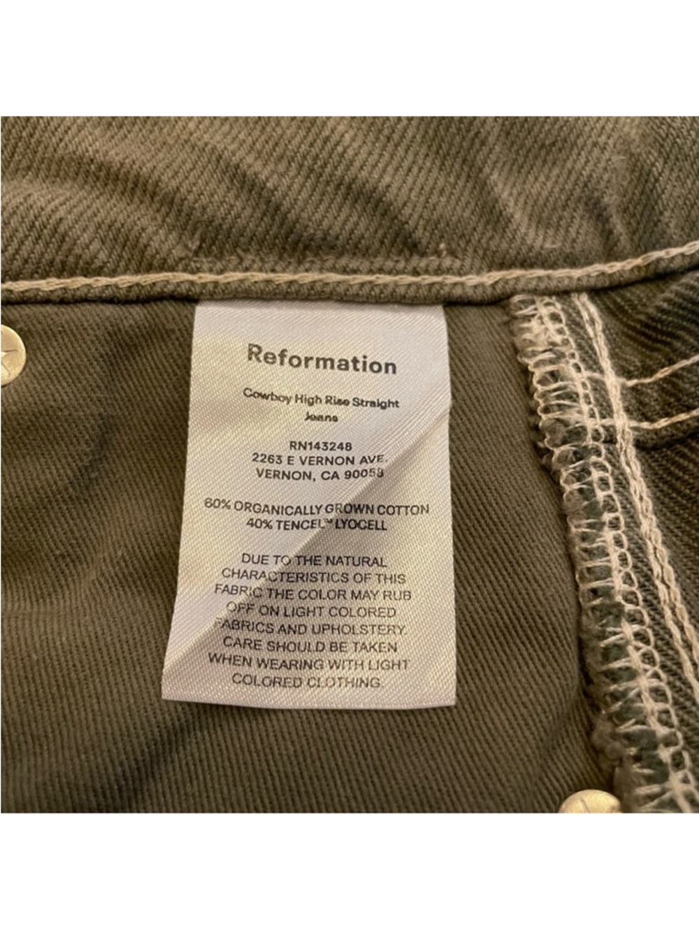 Reformation Cowboy High Rise Straight Jeans in Kalamata - Picture 8 of 9
